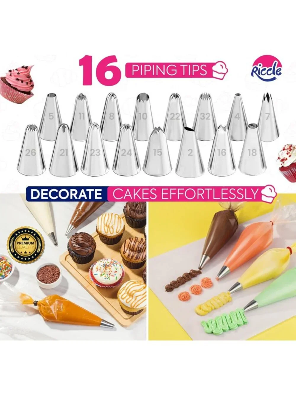 148PC Non-Stick Springform Cake Pan Set, Decorating Kit & Piping Bags, Leveler